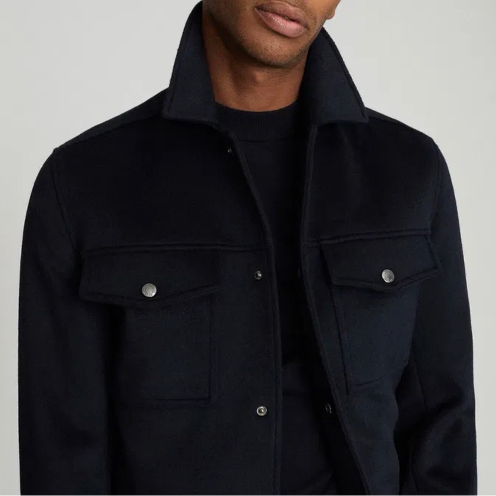 Jenner Wool Blend Trucker Jacket in Navy